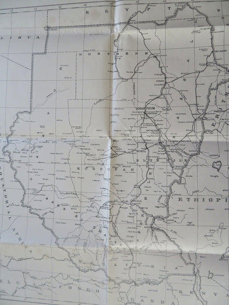 Sudan Khartoum Darfur Congo Ethiopia Uganda Africa 1940-1957 rare large old map