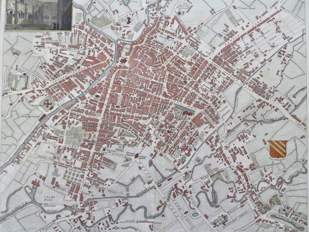 Manchester Salford England U.K. College Cloister 1807 decorative city plan map