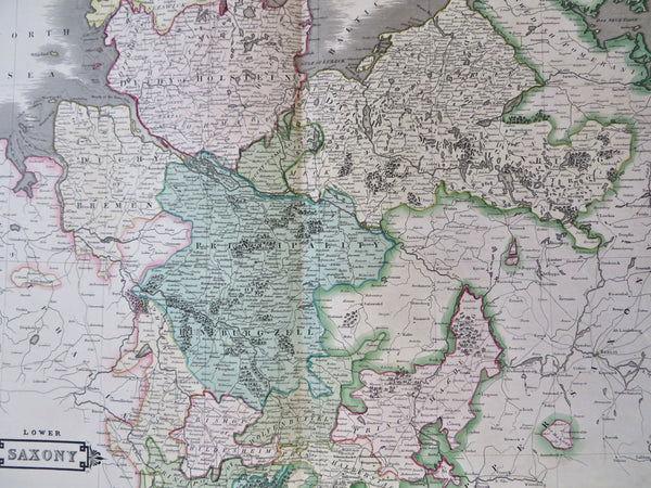 Lower Saxony Magdeburg Mecklenburg Holstein Germany c. 1840 Lizar map