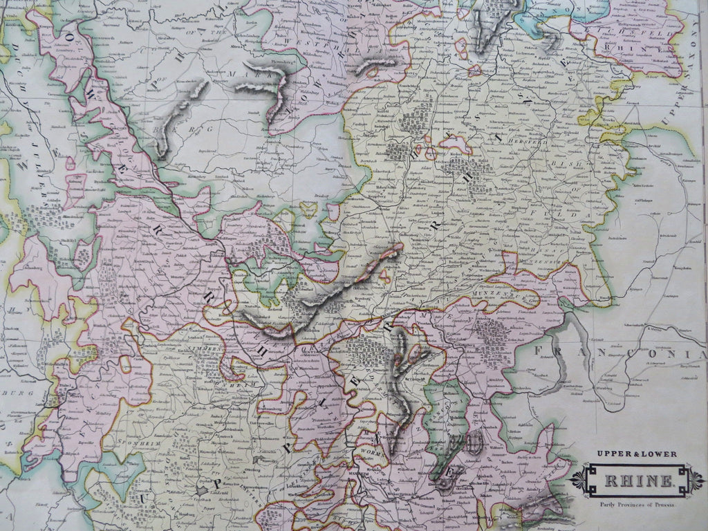 Upper & Lower Rhine Prussia Heidelberg Fulda Cologne 1840 Lizar folio scarce map