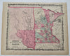 Minnesota & The Dakotas Lake Superior 1862 Johnson & Ward map scarce Issue