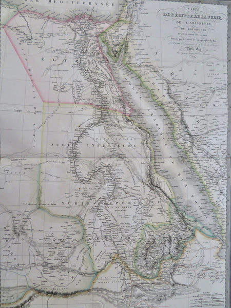 Africa Mts. of Moon Hejaz Arabia Mecca Medina 1829 Lapie large folio map