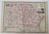 Georgia & Alabama American South 1862 Johnson & Ward Civil War Decorative Map