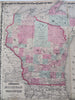 Wisconsin & Michigan Lake Michigan 1862 Johnson & Ward map Civil War-era Issue