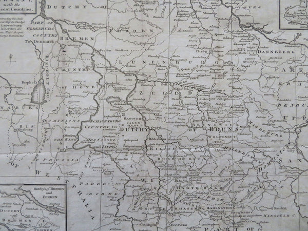 Duchy of Brunswick Holy Roman Empire Germany Hamburg Magdeburg 1761 detailed map