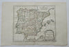 Spain & Portugal Madrid Lisbon Barcelona Pamplona 1780 Vaugondy engraved map