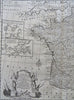 Kingdom of France Paris Orleans Marseilles Rouen 1760 Bowen decorative map