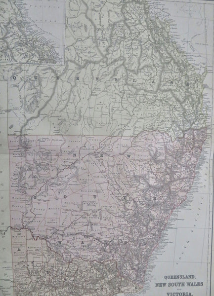 Eastern Australia New South Wales Queensland Victoria 1883 Weller-Blackie map