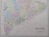 Maine Mt Desert Island Portland Augusta Bangor Kittery 1850's Bartholomew map