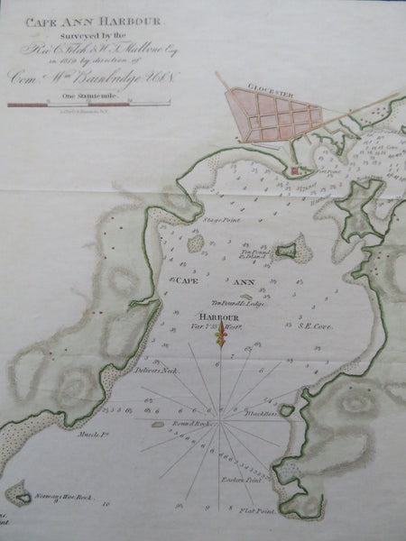 Cape Ann Harbor Massachusetts Gloucester 1854 Blunt coastal survey nautical map