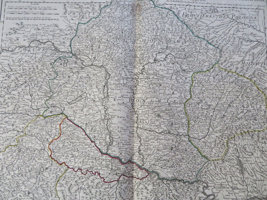 Kingdom of Hungary Hapsburg Lands Croatia Slavonia 1761 Delisle folio map