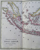 Indonesia Malaysia Java Sumatra Borneo Celebes c. 1840 Baedeker scarce large map