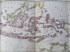 Indonesia Malaysia Java Sumatra Borneo Celebes c. 1840 Baedeker scarce large map