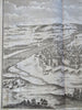 Casale Monferrato Italy c. 1740 Basire engraved fortified city birds-eye view