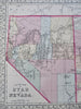 Utah & Nevada states together Carson City Salt Lake City 1872 Mitchell hc map