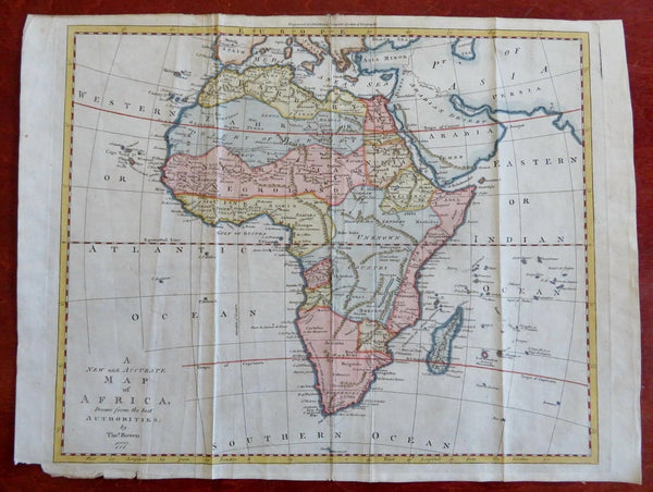 Africa Unexplored Mountains of Moon 1777 Bowen hand color engraved lg. map