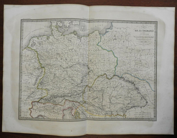 Ancient Germany Dacia Noricum Rhaetia Germanic Tribes 1842 Lapie large folio map