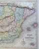 Iberian Peninsula Spain Portugal Balearic Islands c. 1850-8 Archer engraved map