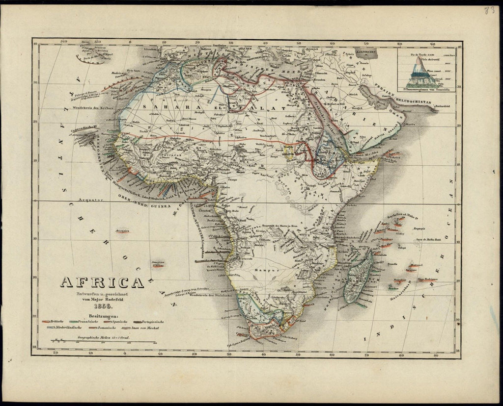 Africa Arabia Mts. of Moon huge mythical 1856 Meyer scarce lovely antique map