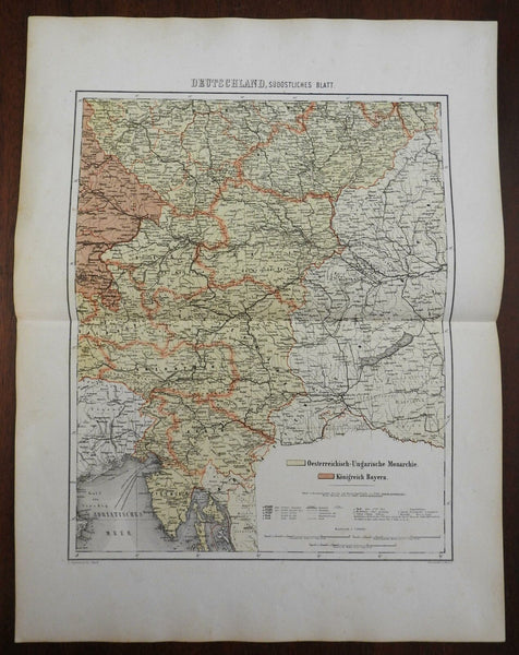 Southeastern Germany Austria Bohemia Vienna 1873 Ravenstein detailed map