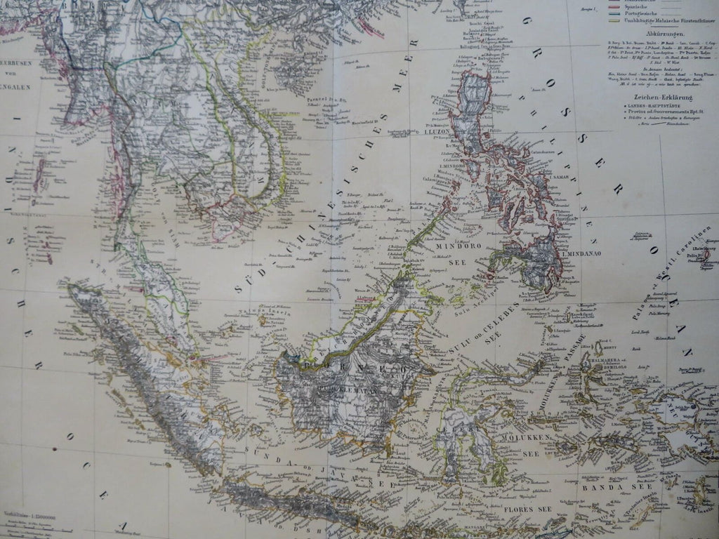 Southeast Asia Indonesia Malaysia Thailand Vietnam 1885 Flemming detailed map