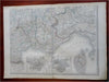 South of France Mediterranean Coast Lyon Marseilles Nice 1860's huge scarce map