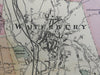 Waterbury Buck's Hill Hope Ville Connecticut 1868 F.W. Beers detailed city plan