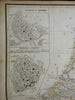Low Countries Netherlands Belgium Holland w/ Brussels & Amsterdam plans 1854 map