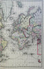 World Map on Mercator's Projection North & South America Asia 1887 Bradley map