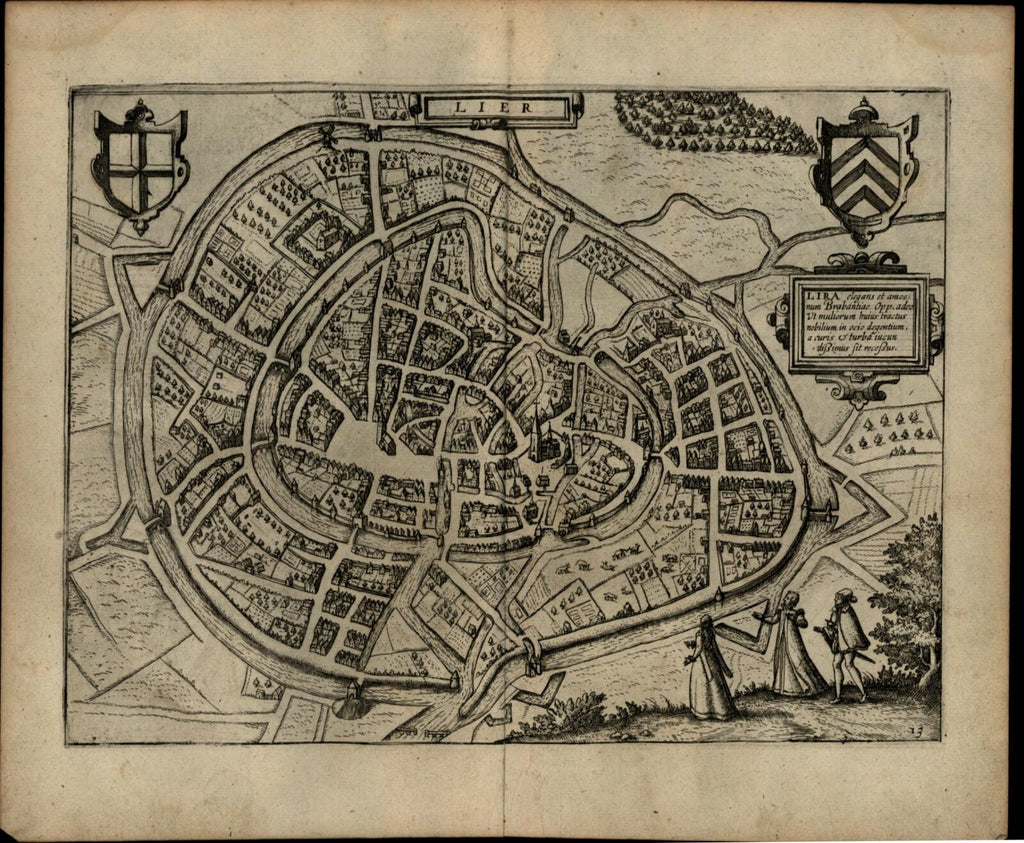 Lier Brabant Low Countries 1612 Blaeu Guicciardini lovely city plan map