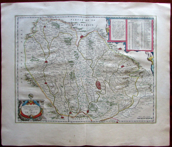 Le Mans central France Cenomanorum c.1650 Blaeu folio map