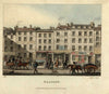 Glasgow Scotland street scene Tobacconist hotel horse carts 1825 aquatint print