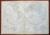 World Map in Double Hemispheres poles 1860 Weller large color map