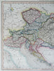 Austria-Hungary Hapsburg Empire Bohemia Croatia c. 1850-8 Archer engraved map