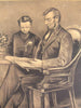 Abraham Lincoln & Family Robert Thaddeus c. 1860 antique Currier & Ives print