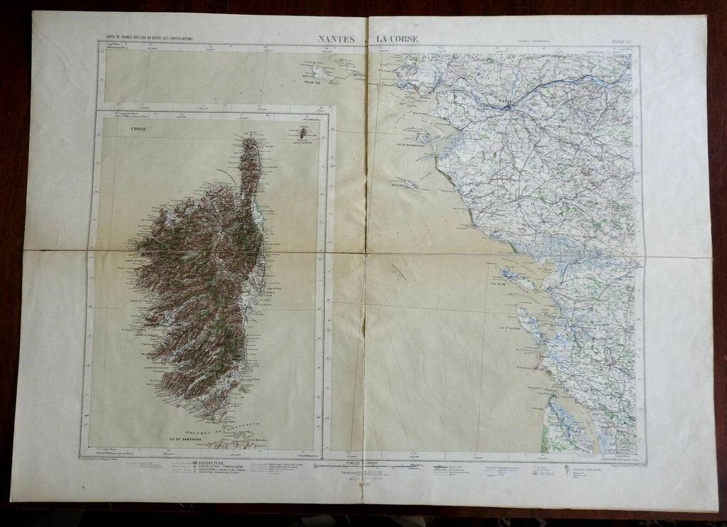Corsica Western France Nantes La Rochelle Rochefort 1875 Lemercier large map