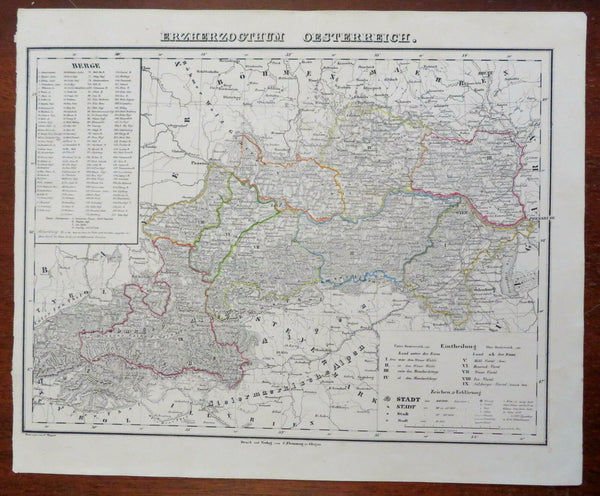 Grand Duchy of Austria Vienna Salzburg1874 Flemming detailed large map