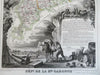 France Haute Garonne Department Toulouse 1856 Levasseur decorative map