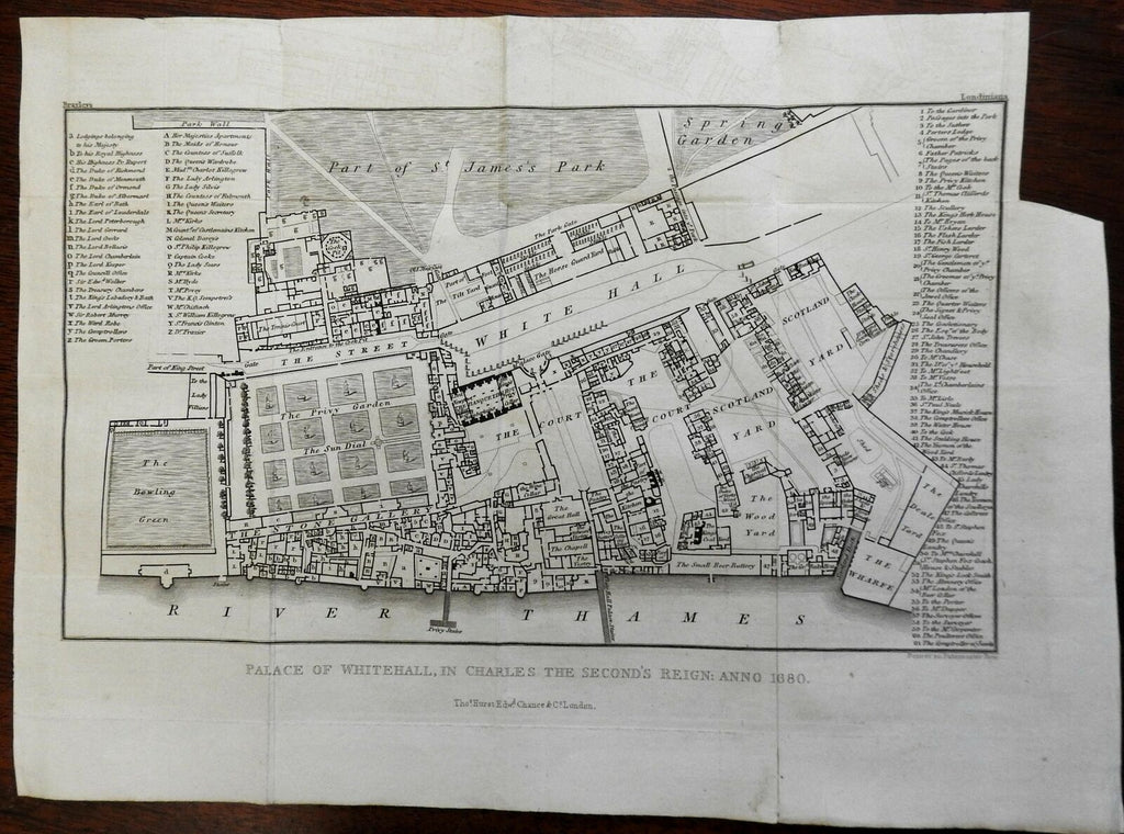 Palace of Whitehall London During the Reign of Charles II 1829 detailed plan