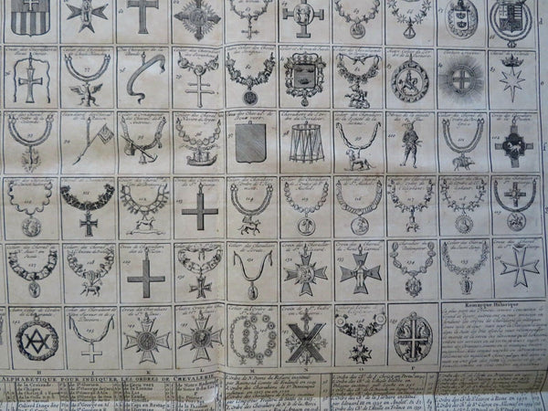 Chivalric & Military Orders of Europe Medals Honors 1720 engraved heraldic print