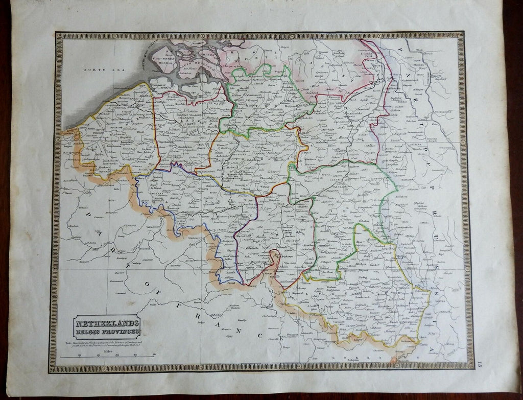 Netherlands Belgian Provinces Flanders Brabant Luxembourg 1846 scarce map