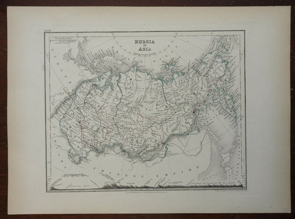 Russian Empire Asia Siberia Irkutsk Kamchatka c. 1840 Dower engraved map