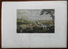 Dublin Ireland Bird's Eye panoramic view 1840's fine engraved hand colored print