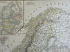 Scandinavia Denmark Sweden Norway Iceland Faroe 1825 Brue large detailed map