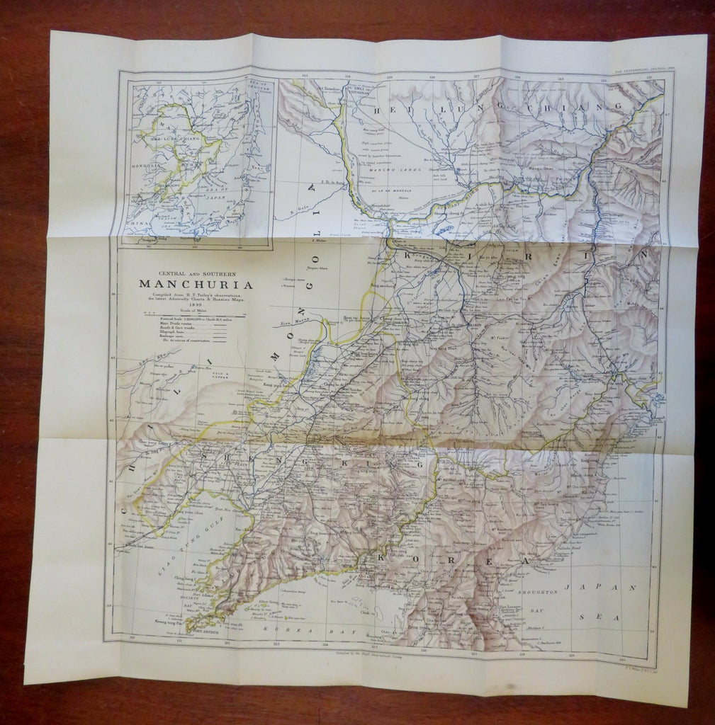 Manchuria Qing Empire China Port Arthur Korea 1899 Johnston detailed map