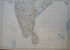 India British Raj Calcutta Delhi Agra 1890 scarce Scribner-Black 2 sheet map