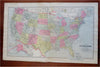 United States USA entire nation coast to coast 1897 Gray large hand colored map