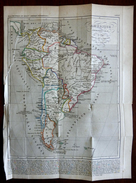 South America Colombia Brazil Peru Patagonia Chile La Plata 1840 Houze map