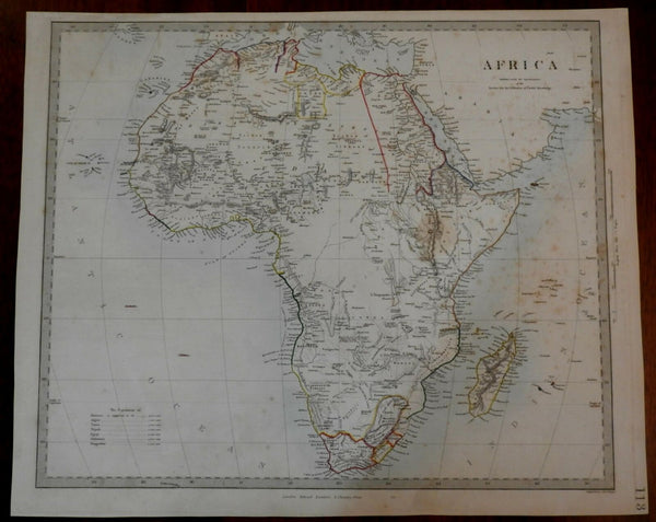 African Continent 1860 Stanford SDUK transitional engraved map