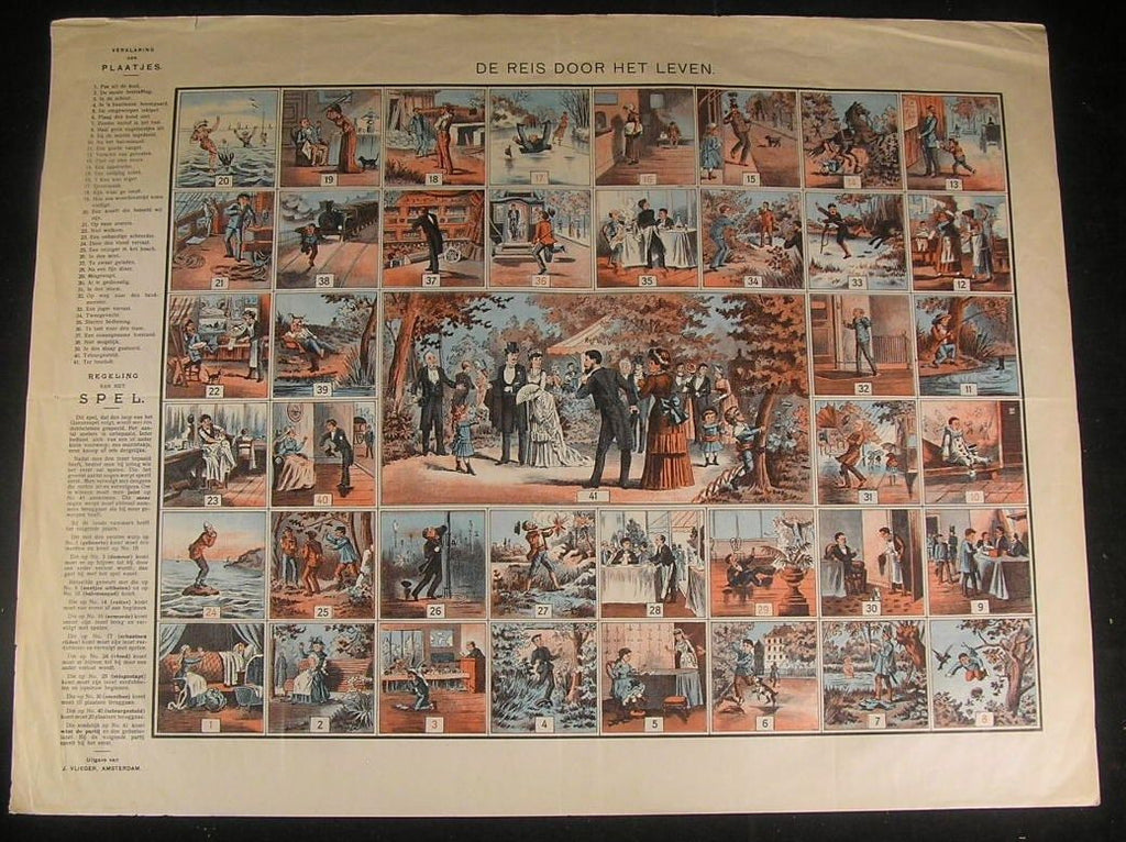 De Reis Door het Leven c.1900 Journey through Life Dutch board game Vlieger